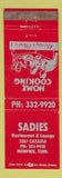 Matchbook Cover - Sadies Restaurant Lounge Memphis TN