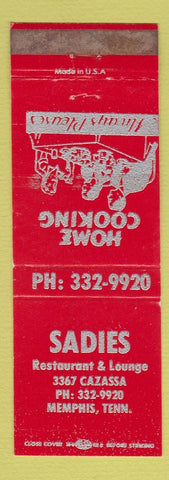 Matchbook Cover - Sadies Restaurant Lounge Memphis TN
