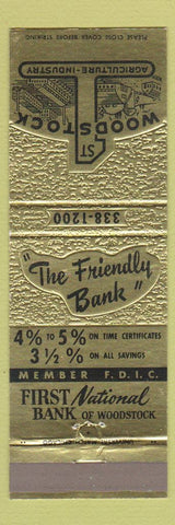 Matchbook Cover - 1st National bAnk Woodstock