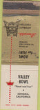 Matchbook Cover - Valley Bowling Sonoma CA WORN