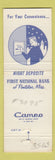 Matchbook Cover - First National Bank Pontotoc MS WEAR