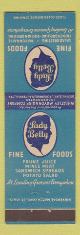 Matchbook Cover - Lady Betty Fine Foods