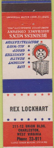 Matchbook Cover - Insurance Rex Lockhart Charleston WV