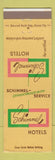 Matchbook Cover - Schimmel Hotels  Wichita KS