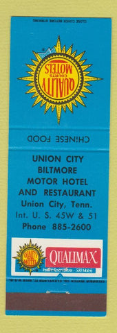 Matchbook Cover - Union City Biltmore Motor Hotel TN Quality Courts