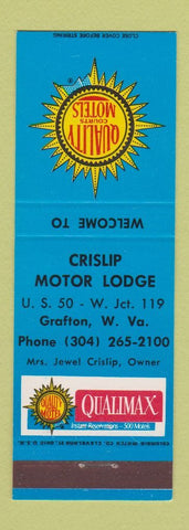 Matchbook Cover - Crislip Motor Lodge Grafton WV Quality Motels