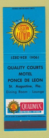 Matchbook Cover - Quality Courts Motel Ponce De Leon St Augustine FL