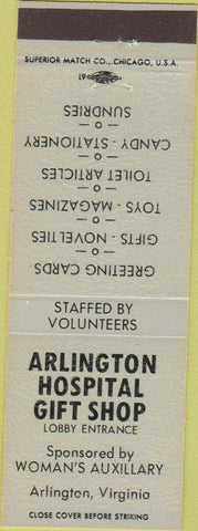 Matchbook Cover - Arlington Hospital Gift Shop VA grayish blue