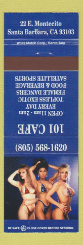 Matchbook Cover - 101 Cafe Santa Barbara CA strip club girlie