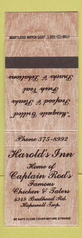 Matchbook Cover - Harold's Inn Captain Rod's Hopewell Township PA? #1