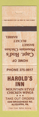 Matchbook Cover - Harold's Inn Aliquippa PA