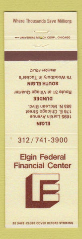 Matchbook Cover - Elgin Federal Financial Center IL Dundee