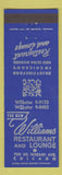 Matchbook Cover - Williams Restaurant Chicago IL