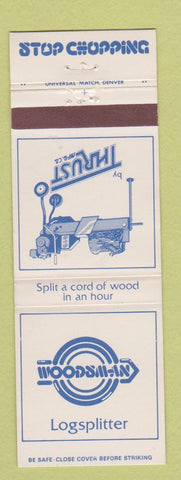 Matchbook Cover - Woodsman Logsplitter Thrust Manufacturing Englewood Colorado