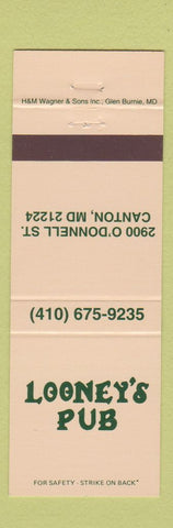 Matchbook Cover - Looney's Pub Canton MD