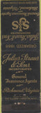 Matchbook Cover - Julius Straus Sons Insurance Richmond VA CREASES
