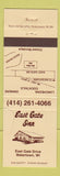 Matchbook Cover - East Gate Inn Watertown WI
