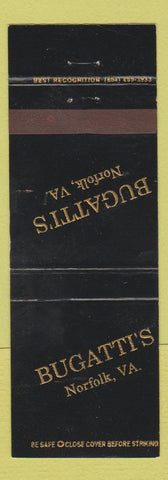 Matchbook Cover - Bugatti's Norfolk VA