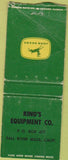 Matchbook Cover - John Deere Tractors Fall River Mills CA BOBTAIL POOR
