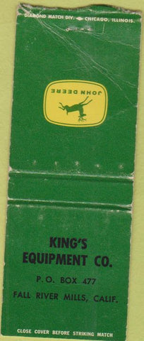 Matchbook Cover - John Deere Tractors Fall River Mills CA BOBTAIL POOR