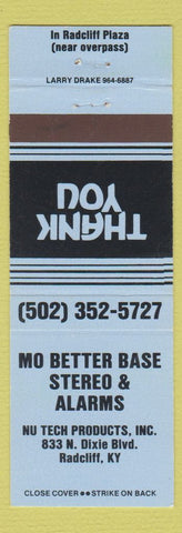 Matchbook Cover - Mo Better Base Stereo Alarms Radcliff KY