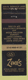 Matchbook Cover - Zeno's Steak Hosue Motel Sullivan MO WEAR