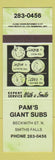 Matchbook Cover - Pam's Giant Subs Smiths Falls ON