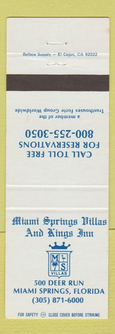 Matchbook Cover - Miami Springs Villas and Kings Inn Miami Springs FL