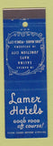 Matchbook Cover - Lamer Hotels Salina Hays Junction City KS Jens Marie OK