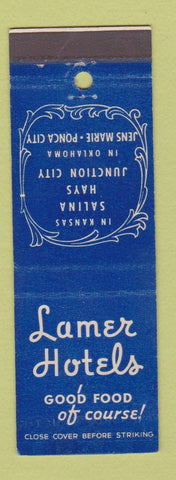 Matchbook Cover - Lamer Hotels Salina Hays Junction City KS Jens Marie OK