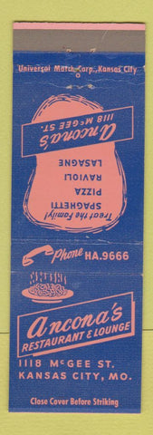 Matchbook Cover - Ancona's Restaurant Italian Kansas City MO