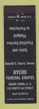 Matchbook Cover - Byers Funeral Home Grand Forks ND