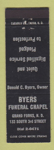 Matchbook Cover - Byers Funeral Home Grand Forks ND