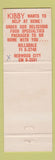 Matchbook Cover - Kirbys Restaurants Hillsdale Redwood City CA