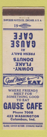 Matchbook Cover - Gause Cafe Columbus IN