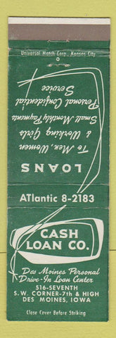 Matchbook Cover - Cash Loan Company Des Moines IA