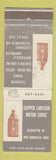 Matchbook Cover - Copper Lantern Motor Lodge West Brookfield MA