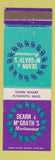 Matchbook Cover - Dearn & McGrath's Restaurant Plymouth MA