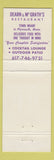 Matchbook Cover - Dearn & McGrath's Restaurant Plymouth MA