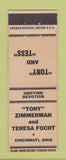 Matchbook Cover - Tony Zimmerman and Teresa Focht Cincinnati OH wedding?