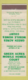 Matchbook Cover - Green Acres Mobile Homes Court