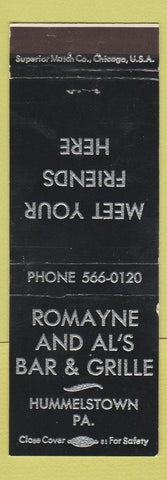 Matchbook Cover - Romayne and Al's Bar Grille Hummelstown PA WEAR