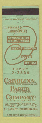 Matchbook Cover - Carolina Paper Company Columbia SC