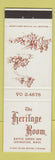 Matchbook Cover - Heritage Room Battle Green Inn Lexington MA