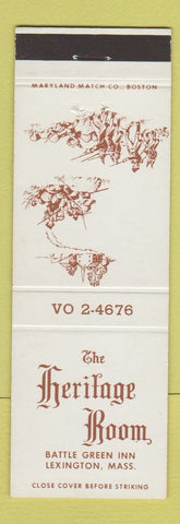 Matchbook Cover - Heritage Room Battle Green Inn Lexington MA