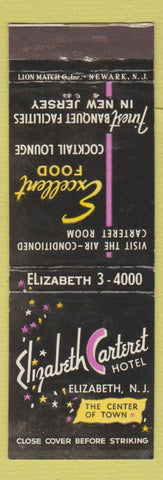 Matchbook Cover - Elizabeth Carteret Hotel Elizabeth NJ