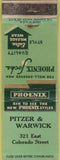 Matchbook Cover - Pheonix Socks mens clothes Pitzer Warwick WEAR