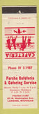 Matchbook Cover - Fershe Cafteria Catering Lansing MI