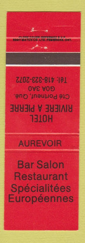 Matchbook Cover - Hotel Riviere A Pierre Cte Portneuf QC