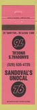 Matchbook Cover - Sandoval's Unocal 76 oil gas Williams AZ
